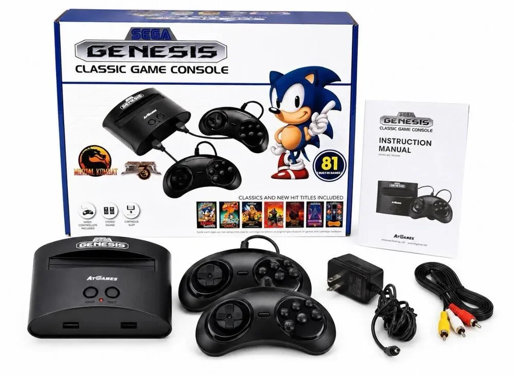 SEGA Genesis Classic Game Console AtGames 81 Built-In Games Complete in Box Test